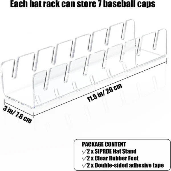 7-Holes Baseball Cap Display Rack Durable Clear Acrylic Hat Holder for Home Closet Storage Organization Stores Decoratio 2