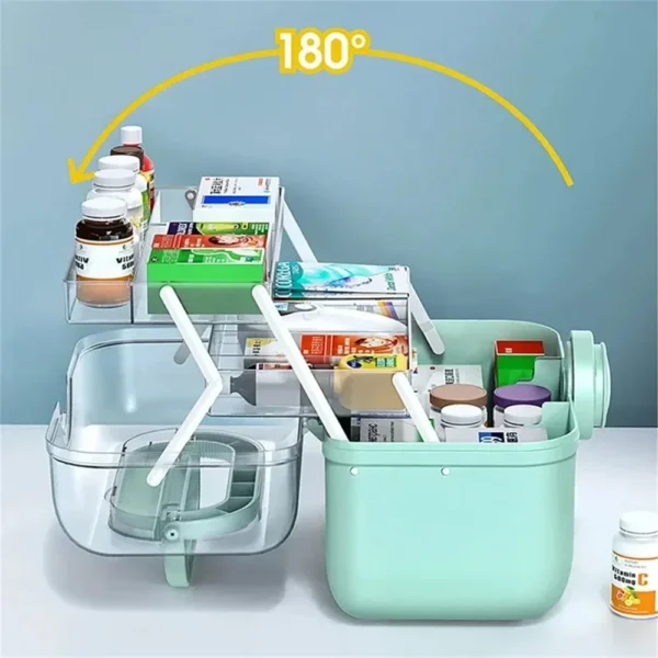 Large Capacity Family Medicine Organizer Box Portable First Aid Kit Medicine Storage Boxes Organizers Plastic Organizing Home 3