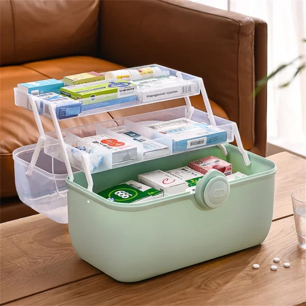 Large Capacity Family Medicine Organizer Box Portable First Aid Kit Medicine Storage Boxes Organizers Plastic Organizing Home 2