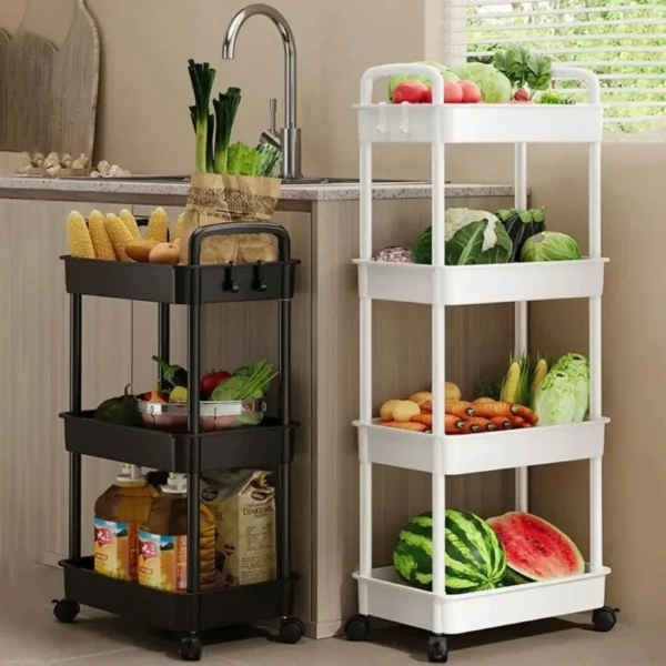 Mobile Storage Rack Trolley Household Kitchen Organizer Multi Storey Bathroom Cart Bedroom Snacks Storage Shelf Home Accessories 6