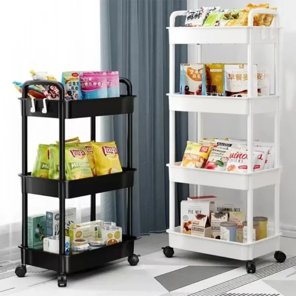 Mobile Storage Rack Trolley Household Kitchen Organizer Multi Storey Bathroom Cart Bedroom Snacks Storage Shelf Home Accessories 5