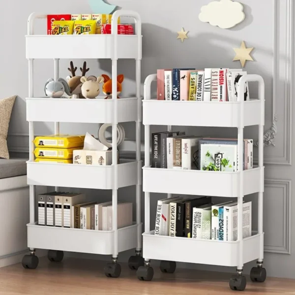 Mobile Storage Rack Trolley Household Kitchen Organizer Multi Storey Bathroom Cart Bedroom Snacks Storage Shelf Home Accessories 2