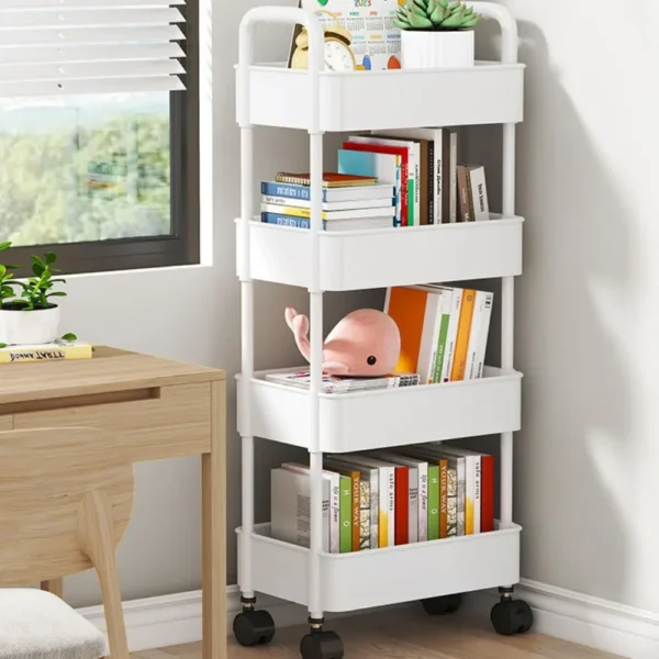 Mobile Storage Rack Trolley Household Kitchen Organizer Multi Storey Bathroom Cart Bedroom Snacks Storage Shelf Home Accessories 4