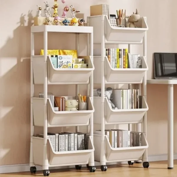 Trolley Bookshelf Kitchen Storage Rack Kitchen Corner Narrow Slit Storage Cabinet Bathroom Living Room Home Organizer 2