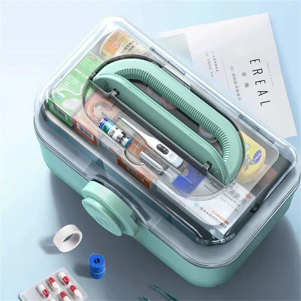 Large Capacity Family Medicine Organizer Box Portable First Aid Kit Medicine Storage Boxes Organizers Plastic Organizing Home 4