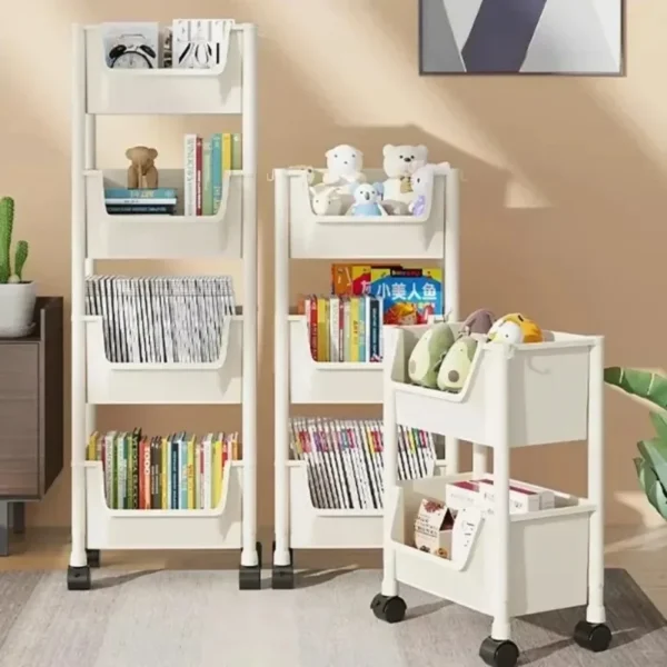 Trolley Bookshelf Kitchen Storage Rack Kitchen Corner Narrow Slit Storage Cabinet Bathroom Living Room Home Organizer 3