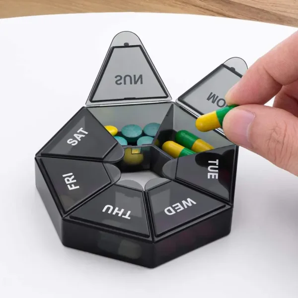 2Pcs 7 Days Pill Storage Box Mini Travel Portable Medicines Dispenser Box Multifunction Plastic Seven Compartment Sealer Box 1