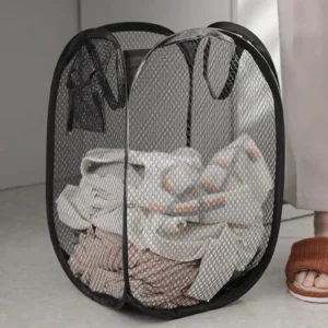 Folding Dirty Laundry Sorting Basket Washing Frame Bathroom Cloth Mesh Storage Bag Frame Bucket Laundry Organizers Storage Pouch 1