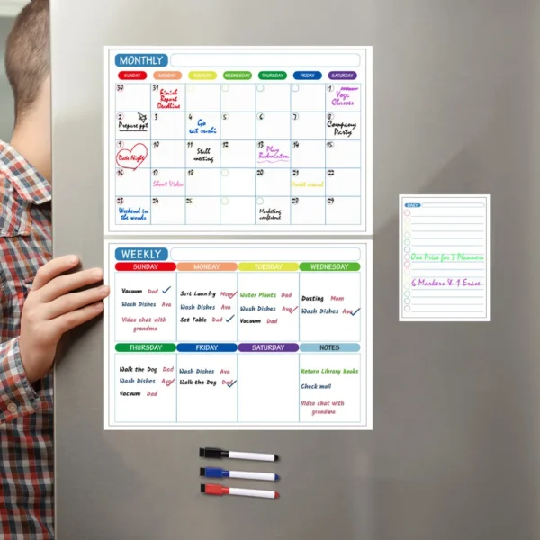 Calendar Table Dry Erase Fridge Sticker Message Board Menu Magnetic Calendar For Fridge Monthly Weekly Planner Whiteboard 1