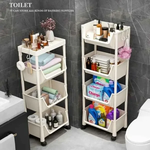 Trolley Bookshelf Kitchen Storage Rack Kitchen Corner Narrow Slit Storage Cabinet Bathroom Living Room Home Organizer 5