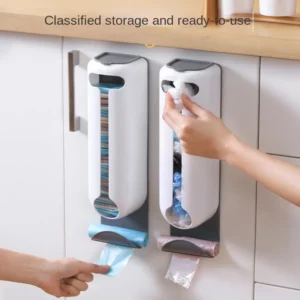 Innovative Wall Mounted Plastic Bag Dispenser Organizer for Kitchen and Home - Easy Access, Neat Organization and Space-saving 1