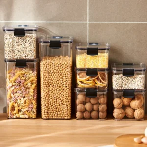 Sealed Jars Kitchen Grain Storage Organizer Large Tank Plastic Moisture-proof Storage Box Household Seasoning Jars Set 1